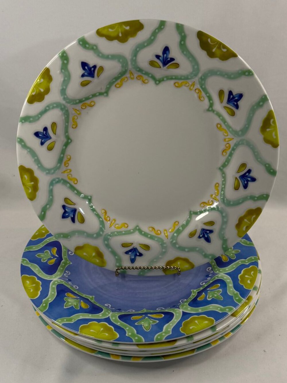 6 Laurie Gates Moroccan Boho Melamine Dinner Plates 11" Diameter #4133